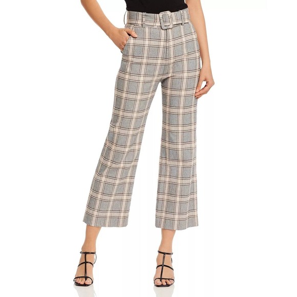 JOIE Isami grey checked cotton blend trousers - 0‎ NWOT - Picture 1 of 12